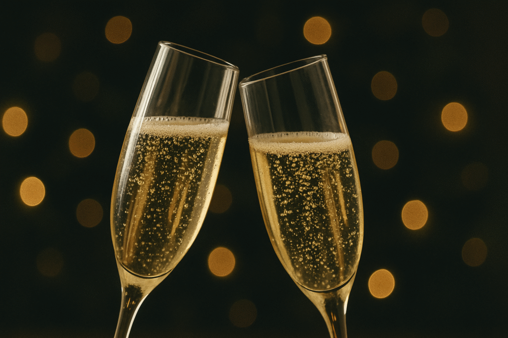 two champaign glasses clinking