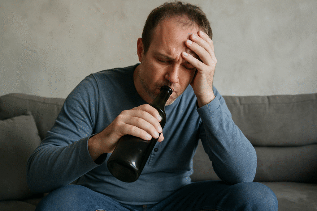 a man struggling with alcohol