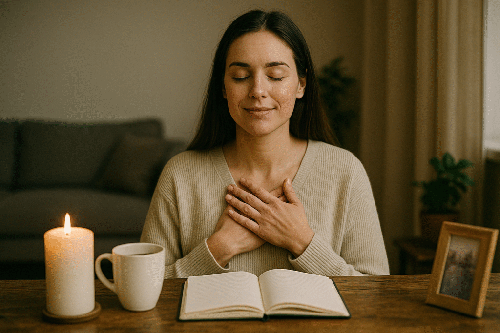 a woman showing gratitude