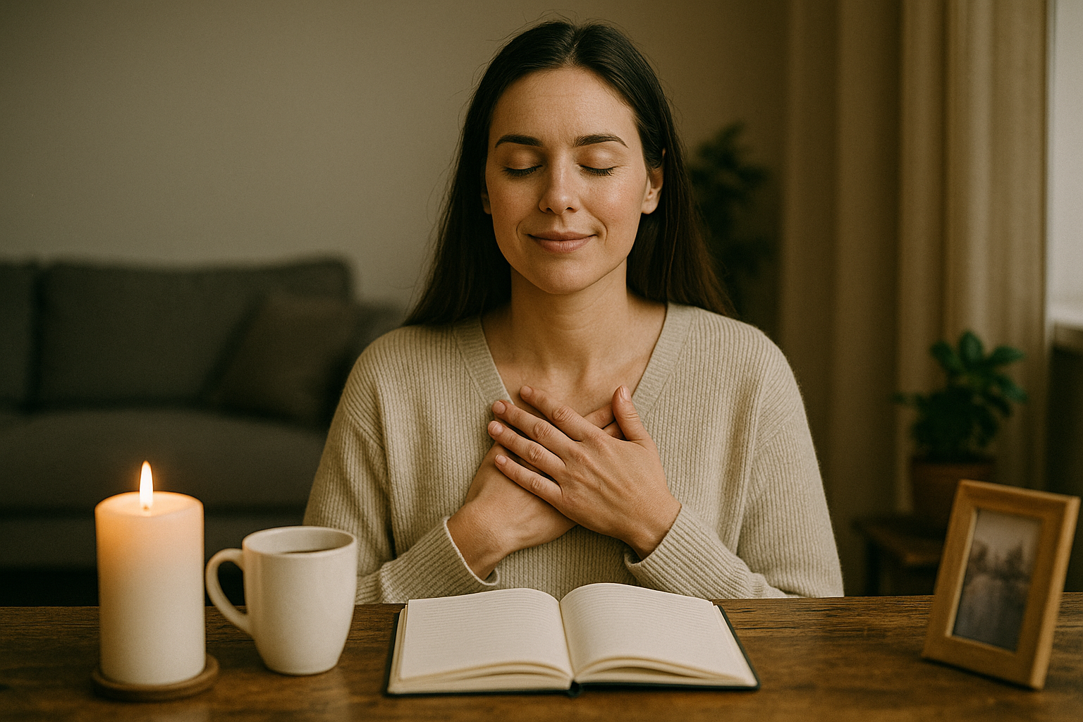 a woman showing gratitude