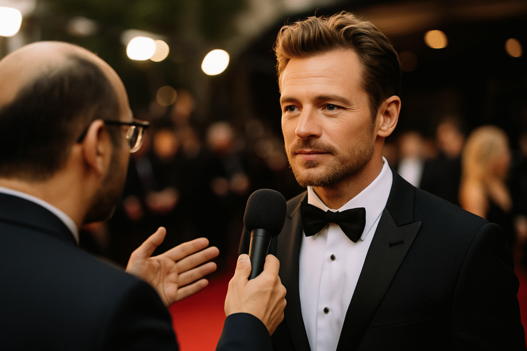 celebrity being interviewed