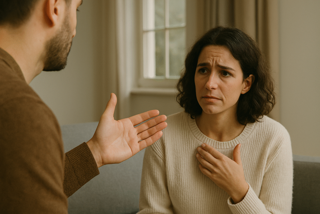 a woman being told it's not personal