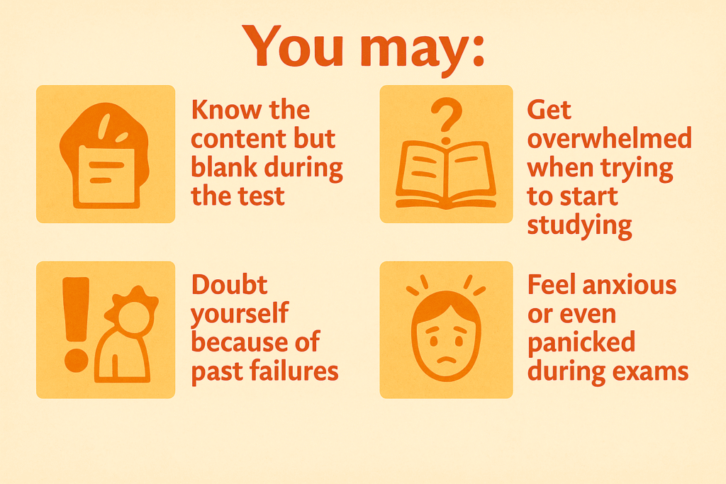 depicting issues you may have with studying.
