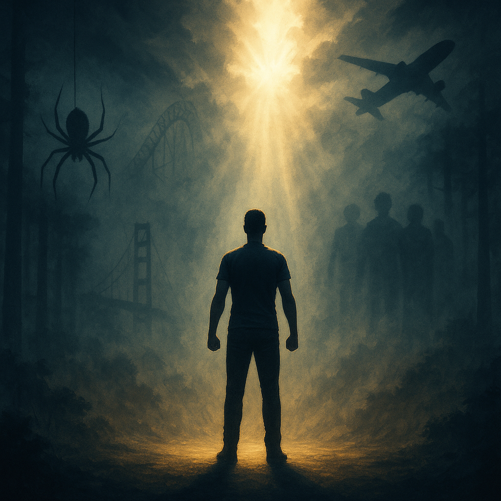 Showing a man facing the potential fears he faces