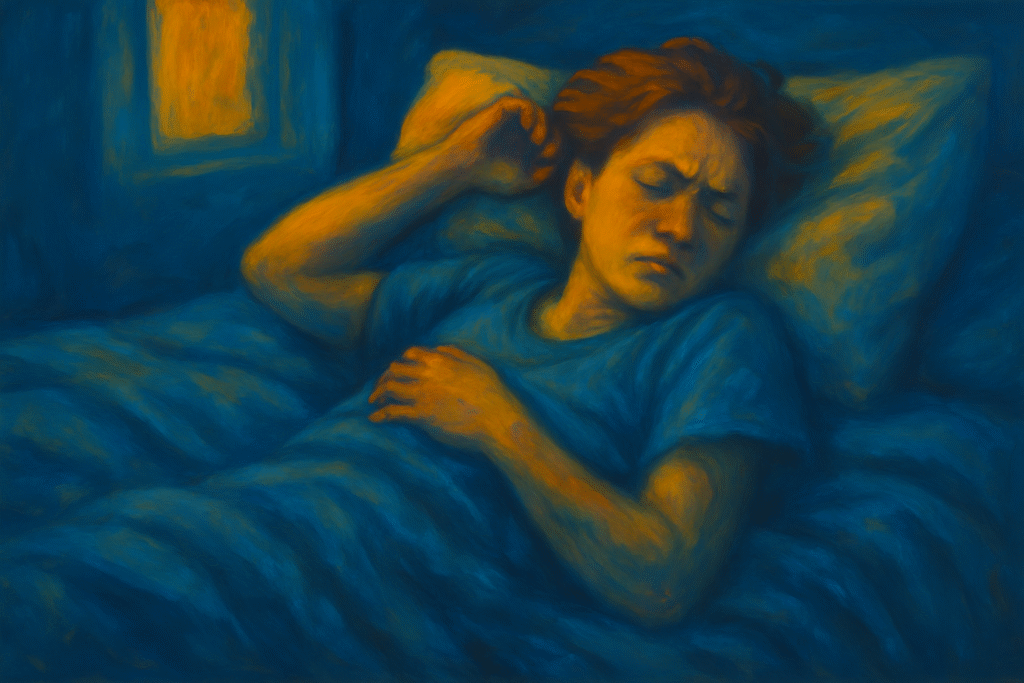 woman struggling to get to sleep