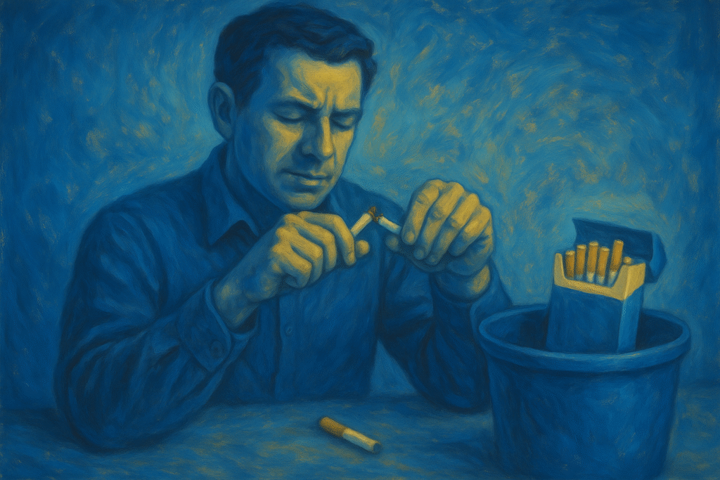 A man giving up cigarettes