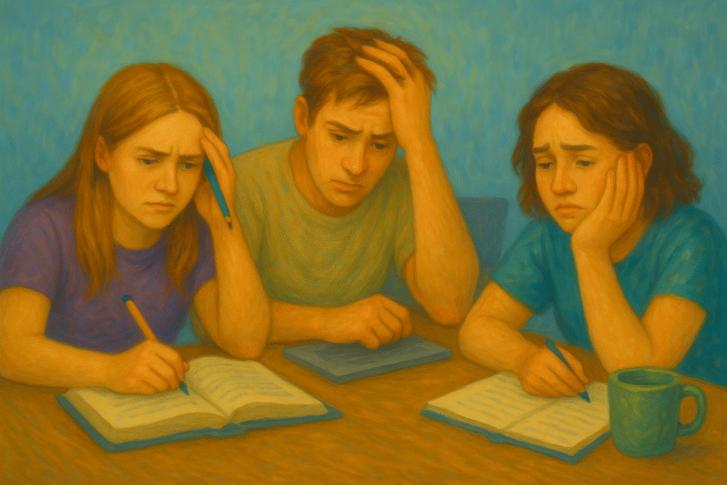 Students struggling with their studies