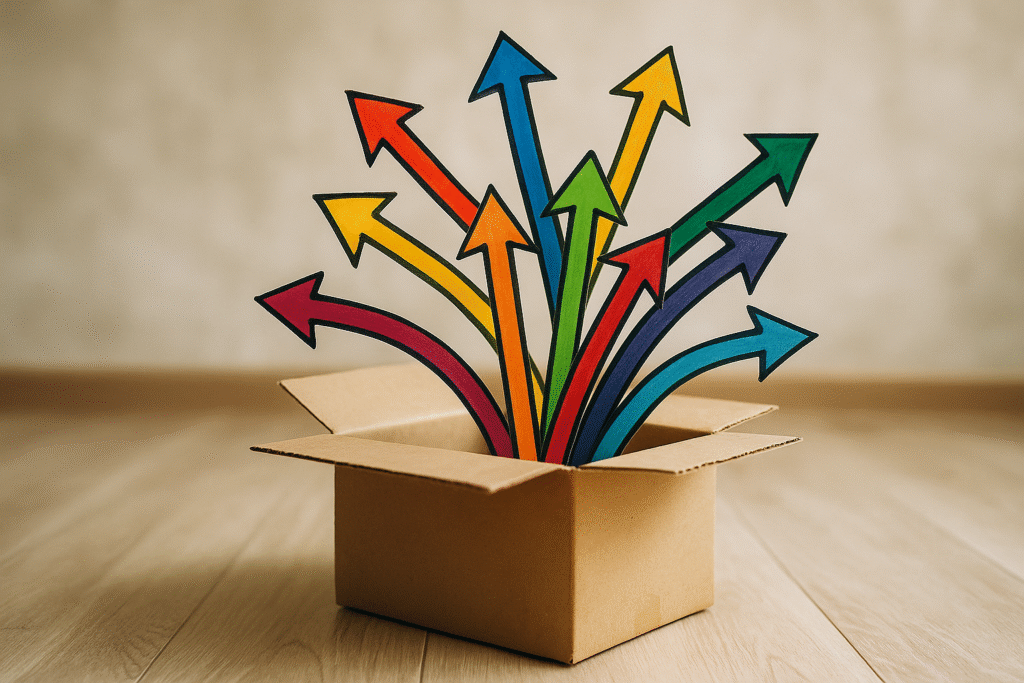 12 arrows coming out of the box